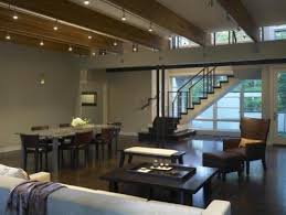 Track lighting with beams ceiling lights living room bedroom design. Track Lighting Along Cross Beams Love This Would Love To Try It House Living Room Modern Living Room Modern Modern Living Room