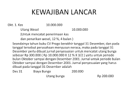 Pepatah mengatakan bahwa lancar kaji karena diulang dan alah bisa karena biasa. Kewajiban Lancar Kewajiban Lancar Adalah Utang Yang Diharapkan Akan Dibayar Dalam Jangka Waktu 1 Tahun Atau 1 Siklus Operasi Normal Perusahaan Dengan Menggunakan Ppt Download
