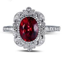 Vintage 1 50 Carat Ruby And Diamond Engagement Ring In White Gold For Women Gothic Engagement Ring Ruby Engagement Ring Vintage Vintage Engagement Rings