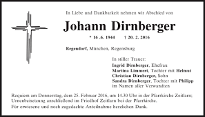 Traueranzeigen von Johann Dirnberger