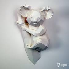 Koala Sculpture Papercraft Puzzle 3d Imprimable Patron Pdf Etsy Paper Crafts Sculpture Koala
