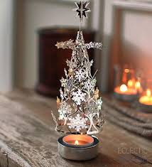 Christmas Tree Silver Spinning Carousel Rotary Tea Light Candle Holder Spinner Silver Christmas Tree Decorating With Christmas Lights Candle Holder Decor