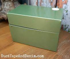 Diy Recipe Box Vintage Metal Recipe Box Makeover With Paper Clay Castings Recipe Box Makeover Recipe Box Diy Vintage Recipe Box