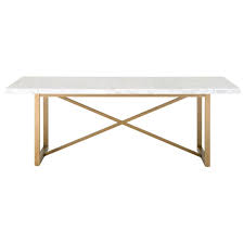 White Carrera Marble And Brushed Gold Marble Veneer Top X Brace Base Design Steel Base 353 Lbs Dining Table Gold Marble Top Dining Table Gold Dining
