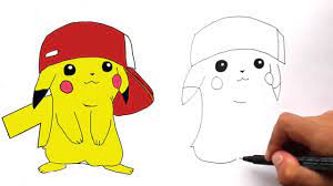 This will be the basic shape for his head and body. How To Draw Pikachu With Ash S Hat Step By Step Youtube