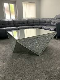 Mirrored Crushed Diamond Coffee Table Contemporary Design Free Delivery 229 99 Picclick Coffee Table Contemporary Coffee Table Mirrored Coffee Tables