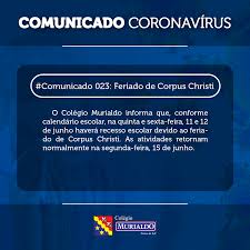 Será que os portugueses sabem o que se comemora nesse dia? Comunicado 023 Feriado De Corpus Christi Colegio Murialdo