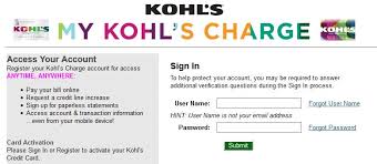 Your credit card details should first be assessed before you are provided the user name. Mykohlscharge Credit Card Login At Www Mykohlscharge Com Online Pluz