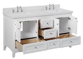 Double sink bathroom open shelf vanity with white cultured marble countertop, wax pine finish and black hardware at walmart and save. Abbey 60 Shaker Style Double Sink Bathroom Vanity With Quartz Top Kitchenbathcollection