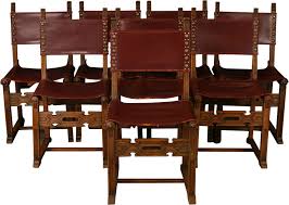Set 8 Vintage Dining Chairs Spanish Mission 1930 Carved Oak Brown Leather Spanish Furniture Leathe Vintage Dining Chairs Dining Chairs Metal Dining Chairs