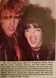 X-এ STEPHEN E PEARCY: "“Backstage Blast”, circa 1984 Robbin “King” Crosby  with ⁦@NikkiSixx⁩ explains to a rock rag the “Gladiators”, the party street  gang we created with ⁦@MotleyCrue⁩ in the early days
