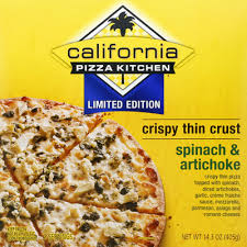 One original bbq chicken pizza and side order of a sealed envelope containing $50,000 please. California Pizza Kitchen Pizza Crispy Thin Crust Spinach Artichoke 26 Oz Instacart