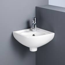 Corner bathroom sinks were designed to be installed in a corner created by two adjoining walls. Rak Compact Corner Wall Hung Basin New Zealand S Leading Bathroom Products Supplier Macdonald Industries