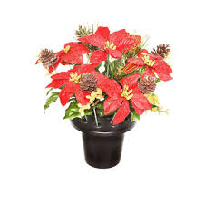 With exquisite artificial flower arrangements in shades of white, pink and red, floral bouquets our wide selection of artificial plants, flowers and coordinating vases at next provides long lasting beauty to your garden and home. Artificial Grave Pot 16 Stems 25cm Velvet Poinsettia Glitter Eucalyptus Red