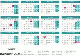 Gesetzliche feiertage im kalender 2021. Kalender 2021 Nordrhein Westfalen