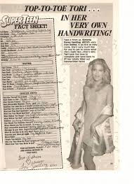 She and jennie garth made a whopping $85,000 per bh90210 episode. Tori Spelling Teen Magazine Pinup Clipping 90 S Her Own Handwriting Teen Beat Teen Stars Forever Pinups