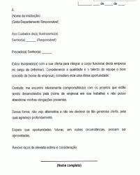 Carta Padrao Para Recusa De Oferta De Emprego Vaga Trabalho