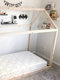 Prior to this we had them on one sleeping space, but that did not always work if one was in a light sleep which was why we created the separate space. Diy Montessori Floor House Bed Rain And Pine