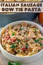 Black And White Bow Tie Pasta Italian Sausage Bow Tie Pasta Recipe In 2020 Pasta Dinners Italian Recipes Recipes