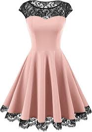 Homrain Women S Vintage 1950s Floral Lace Scoop Neck Cap Sleeve Cocktail Party Dress Pink M At Amazon Women S Fashion Dresses Womens Dresses Cute Prom Dresses