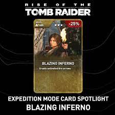 Packs contain common cards, which can be used a single time, and foil cards, which can be used repeatedly. Official Tomb Raider Blog Expedition Card Spotlight Blazing Inferno Need An