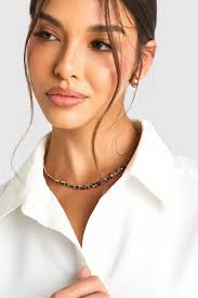 Collana a catena con stampa leopardata e serpente