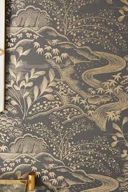 Black And Gold Kitchen Wallpaper Waterfall Garden Wallpaper In 2020 Wallpaper Manufacturers Dining Room Wallpaper Wallpaper