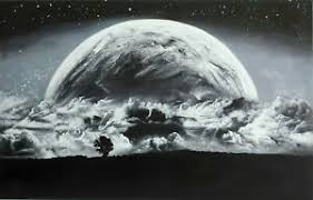 Bitte fügen sie mich zur liste ihrer bevorzugten verkäufer und shops hinzu und besuchen sie meinen shop so oft wie möglich. Finedecoart Gemalde Leinwandbild 70x110 Gemalt Mond Planet Schwarz Weiss Galaxie Ebay