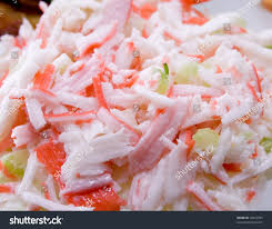 Ingredients · 1 pound imitation crab meat, flaked style · ½ cup celery, finely chopped · 4 tbsp. Close Surimi Imitation Crab Salad Stock Photo Edit Now 19322593