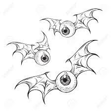 Flying Augapfel Mit Gruseligen Damon Flugel Schwarz Und Weiss Halloween Thema Druck Design Hand Gezeichnet Vektor Illustration Lizenzfrei Nutzbare Vektorgrafiken Clip Arts Illustrationen Image 83885176