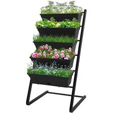 A vertical garden refers to a popular garden configuration which makes best use of the available gutters can be fixed to a wall using guttering brackets, or placed on a freestanding unit, as long as. Vertical Garden Freestanding Elevated Planter With 5 Container Boxes Good For Patio Or Balcony Indoor And Outdoor Cascading Water Drainage Walmart Com Walmart Com