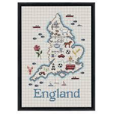 England Map Counted Cross Stitch Kit Cross Stitch Needlepoint Embroidery Kits Tools And Supplies Cross Stitch Map Cross Stitch Pictures Cross Stitch