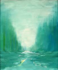 Blue Green Landscape Painting By Alina