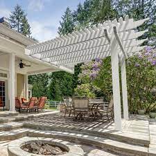 Modern Pergola Kits Capri 12 Ft W X 12 Ft D Vinyl Pergola Wayfair Outdoor Pergola Backyard Pergola Modern Pergola