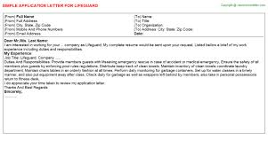 Lifeguard Application Letter