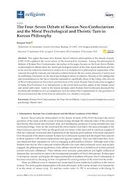 Pdf The Four Seven Debate Of Korean Neo Confucianism And The Moral Psychological And Theistic Turn In Korean Philosophy