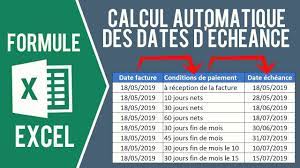 R?glement 30 jours fin de mois. Excel Calcul Des Dates D Echeance De Factures Avec Date De Facture Et Conditions De Paiement Youtube