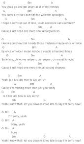 Capo 1 Sorry Chords Justin Bieber Ukulele Chords Songs Guitar Tabs Songs Learn Guitar Songs