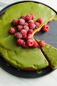 Raspberry Mochi Butter Cake With Matcha Glaze Recipe Recipe Desserts Glaze Recipe Butter Cake