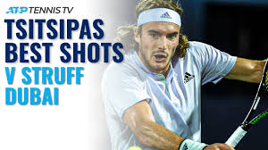 The top seed capped a stellar week in if winning on centre court wasn't enough, 2019 dubai finalists, stefanos tsitsipas took his skills to the tennis village on wednesday night for a little. Stefanos Tsitsipas Best Shots Winning Moment V Struff Dubai 2020 Highlights Youtube