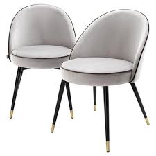 Eichholtz Cooper Modern Grey Velvet Black Legs Dining Chair Set Of 2 Dining Chairs Dining Chair Set Solid Wood Dining Chairs