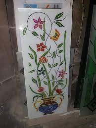 Add warmth with front door window blinds. Flower Pot Design Window Glass Design Door Glass Design Floral Wall Stencil