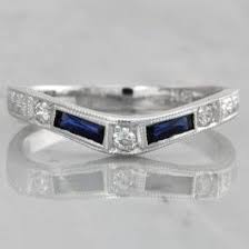 Sapphire And Diamond Curved Wedding Band 1 699 00 Diamond Wedding Bands Curved Wedding Band Vintage Wedding Band