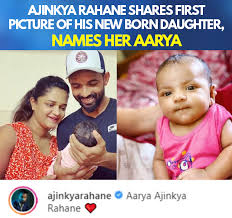 Ajinkya rahane poses for a photograph along with his daughter.© instagram. Say Hello To Aarya Ajinkya Rahane Cricket Addictor Facebook