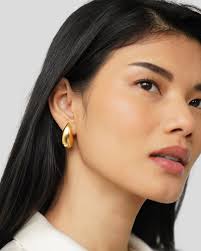 Rhege Kris Silver Set of 3 Pairs Chunky Waterdrop Earrings Gold