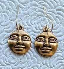 Einzigartige vintage Mond Gesicht Ohrringe
