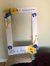 Photobooth Diy Picture Frame I Made For My Sisters Upcoming Baby Shower Itsaboy Babyshower Baby Shower Photo Frame Diy Photo Booth Baby Shower Pictures