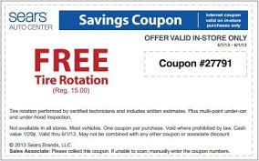 Sears Tire Rotation Coupon Printable Coupons Coupons Free Printable Coupons