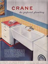 This is a genuine, original crane drexel porcelain wall mounted sink from the 1950's. Vintage Laundry Vintage Laundry Retro Laundry Room Vintage Laundry Sink