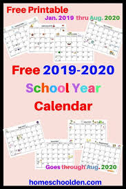 Free 2019 2020 Calendar Printable School Calendar Printables Homeschool Calendar Preschool Calendar